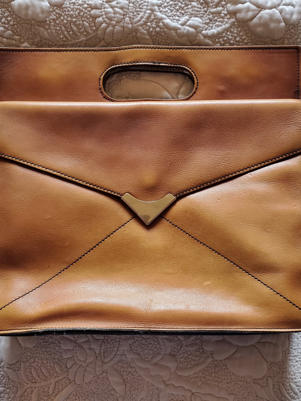 Classic Tan Leather Envelope Men's Briefcase